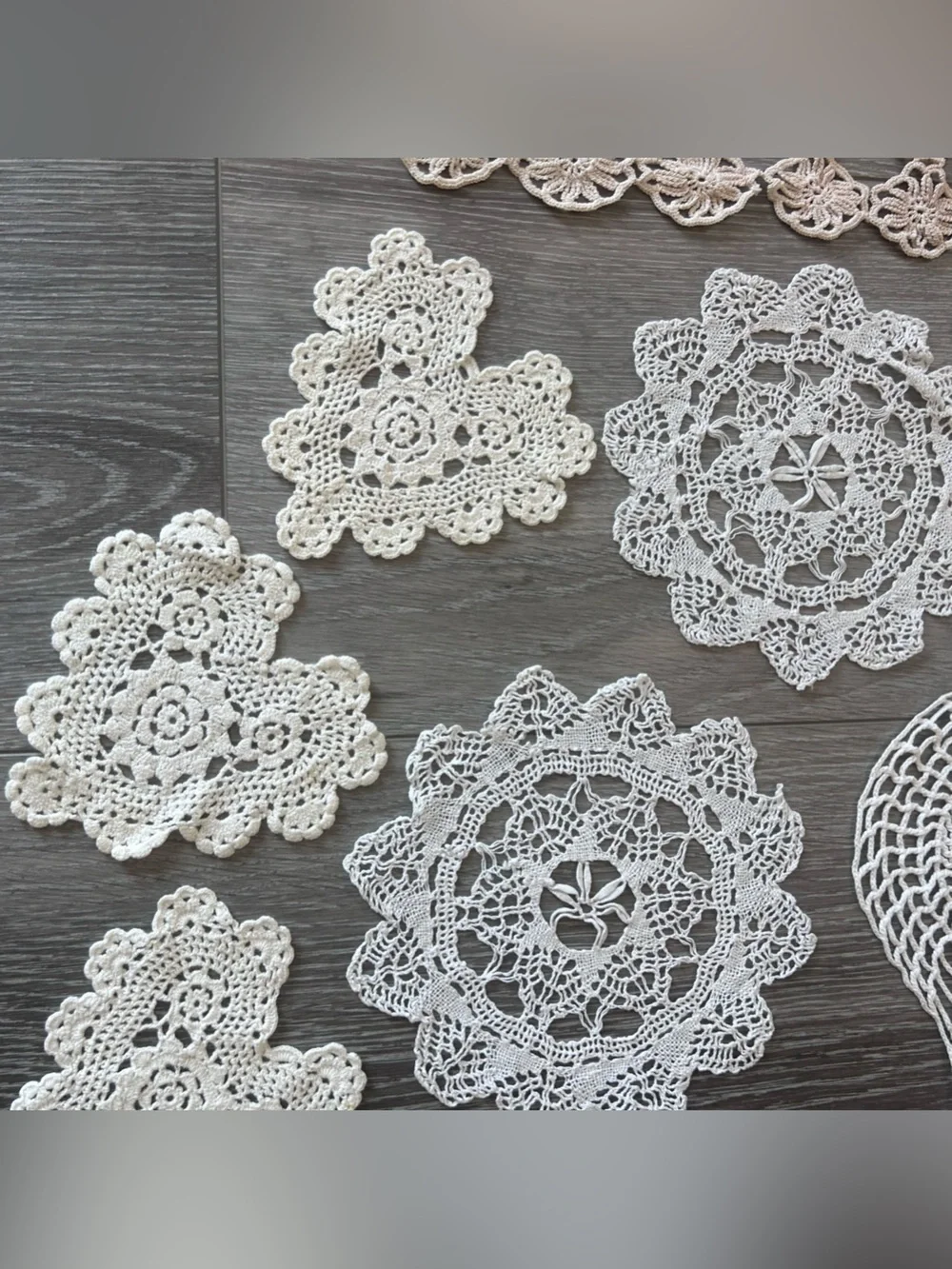 Handmade White Crochet Doily Set - Elegant Table Accents
